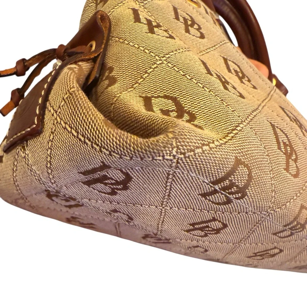 Dooney & Bourke Women’s Tan and Brown Signature Logo Canvas and Leather Bag